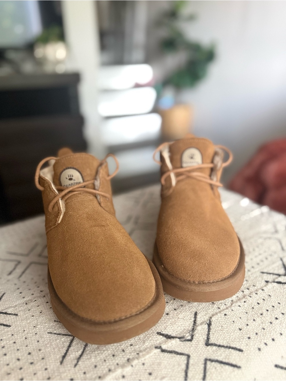 BearPaw Women's Lace-Up Suede Boots in Chestnut Tan